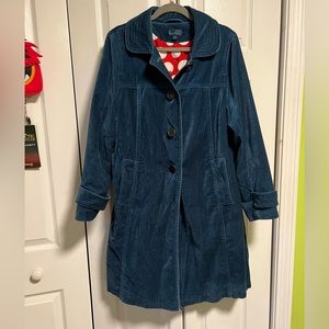 Boden Blue Velvet Coat Women’s Size 16